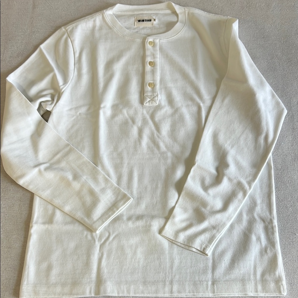 Taylor Stitch Heavy Bag Henley Shirt in White